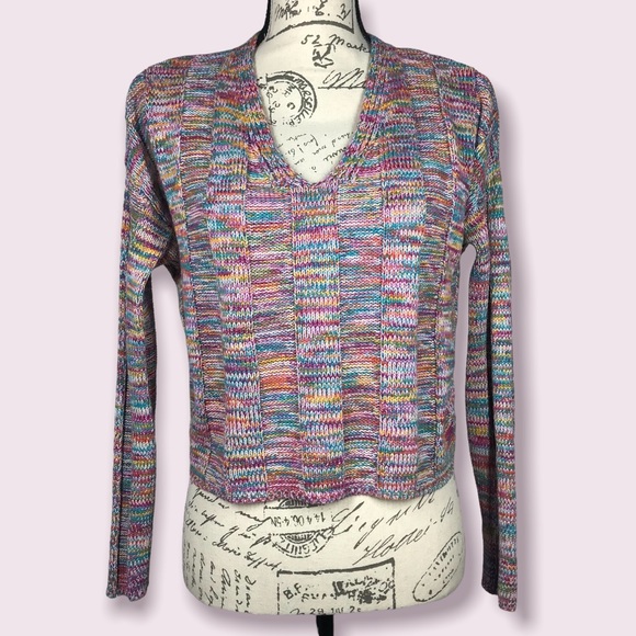 Freshman, Oversized Cropped Multicolored Sweater, Small - Picture 3 of 15